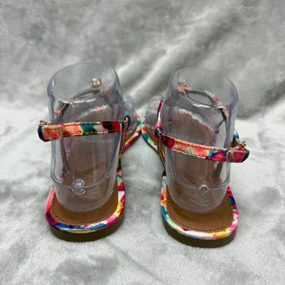 Womens Wild Pair Multicolor Jeweled‎ T-Strap Sandals Size 7 Made In China - Picture 9 of 12